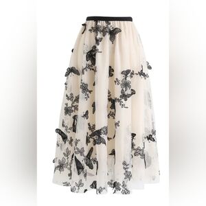 Chickwish XS And Cream With Black Butterflies